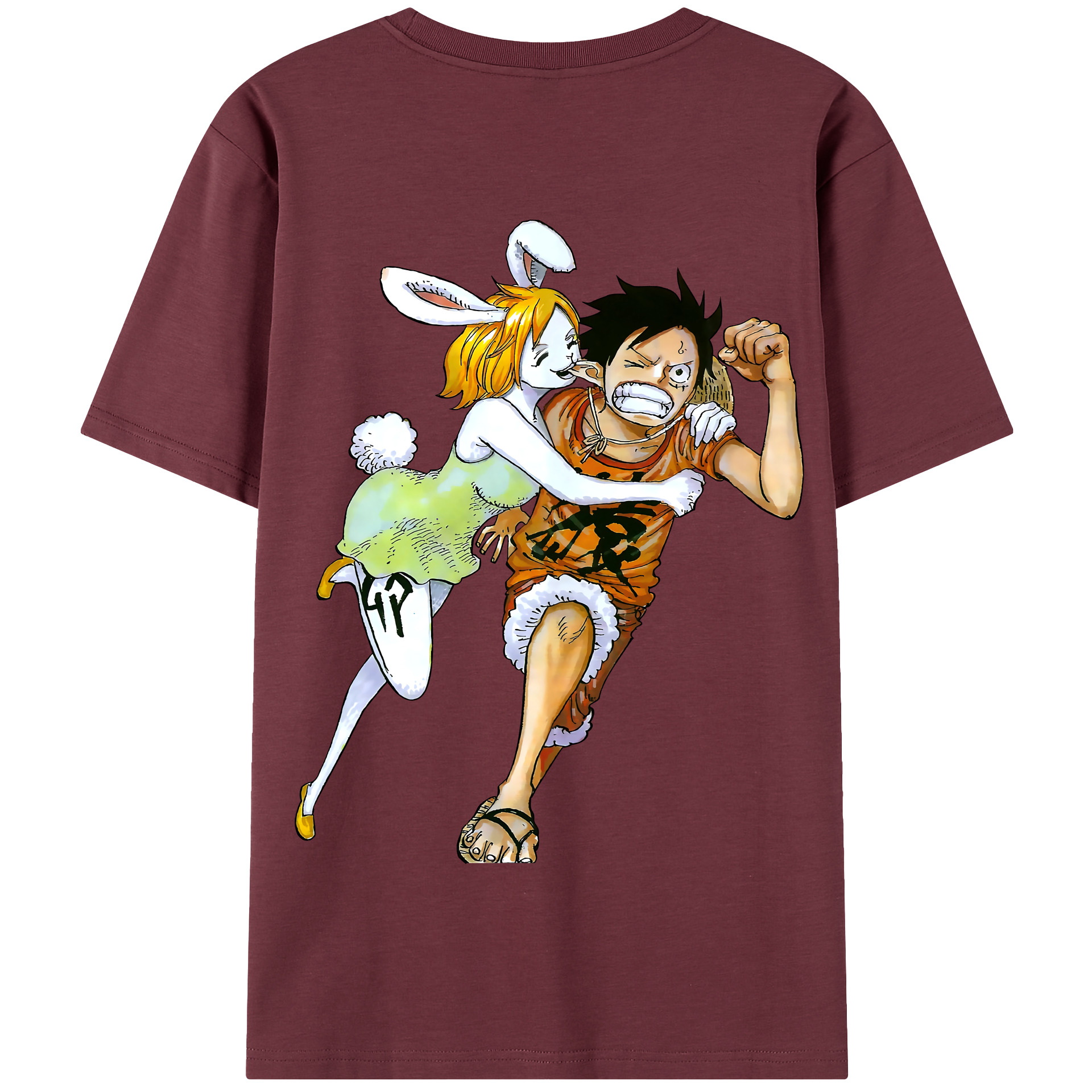 ワンピース モンキー・D・ルフィ ONE PIECE Monkey D. Luffy 綿100％半袖Tシャツ（背面プリント）